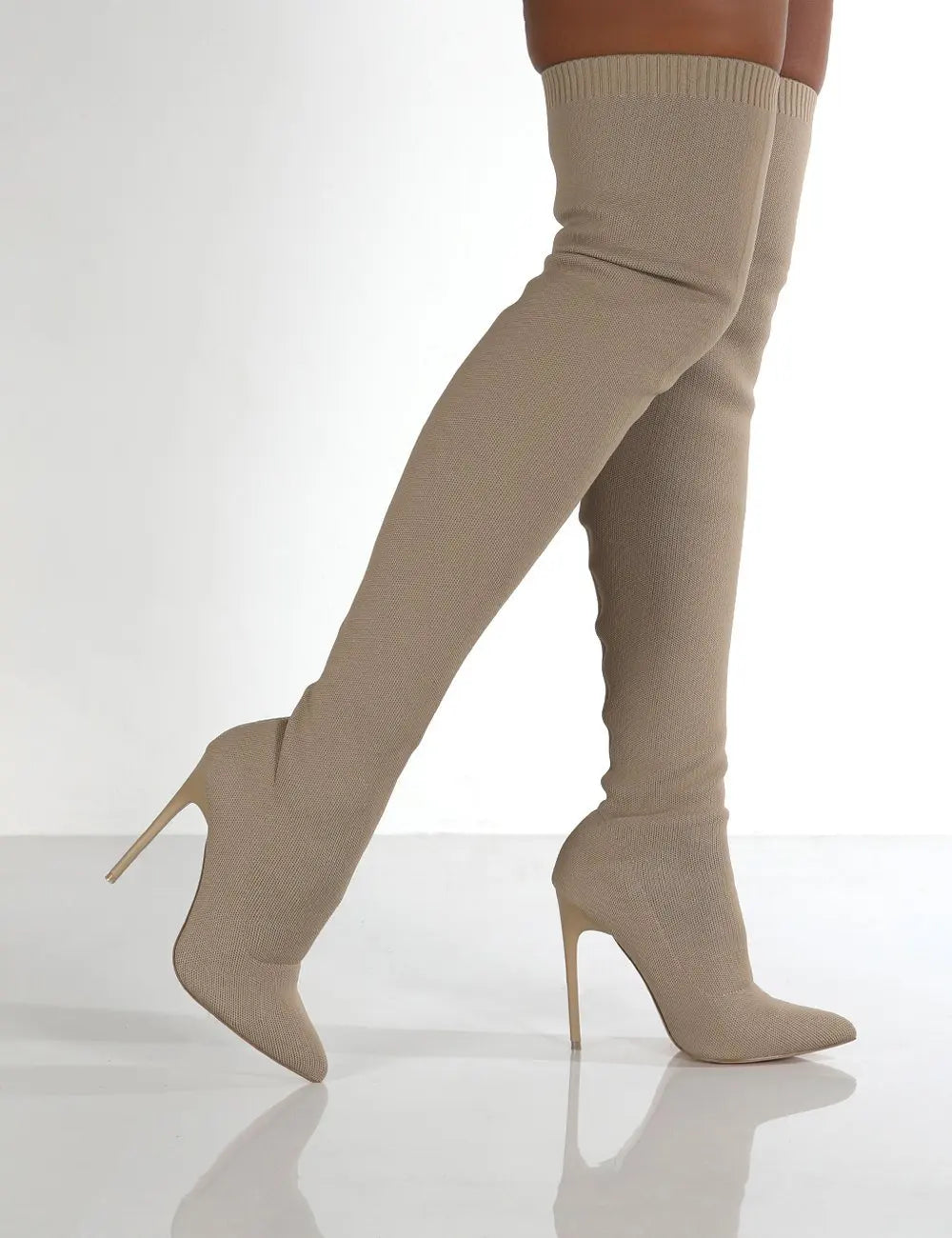 Santiag haute beige Synthétique Femme - Talon aiguille