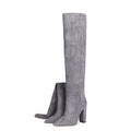 Botte haute gris Daim Synthétique Femme - Talon carré