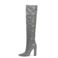Santiag haute gris Daim Synthétique Femme - Effet python