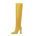 Botte haute jaune Daim Synthétique Femme - Jaune vif