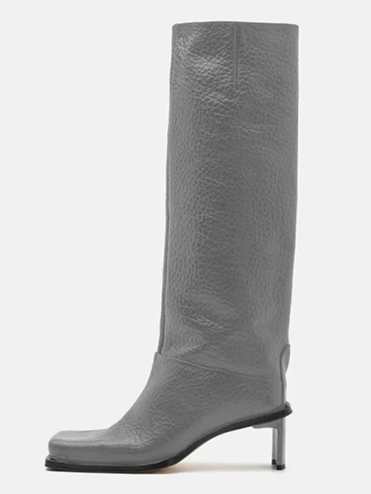 Botte haute gris Synthétique Femme - Talon aiguille
