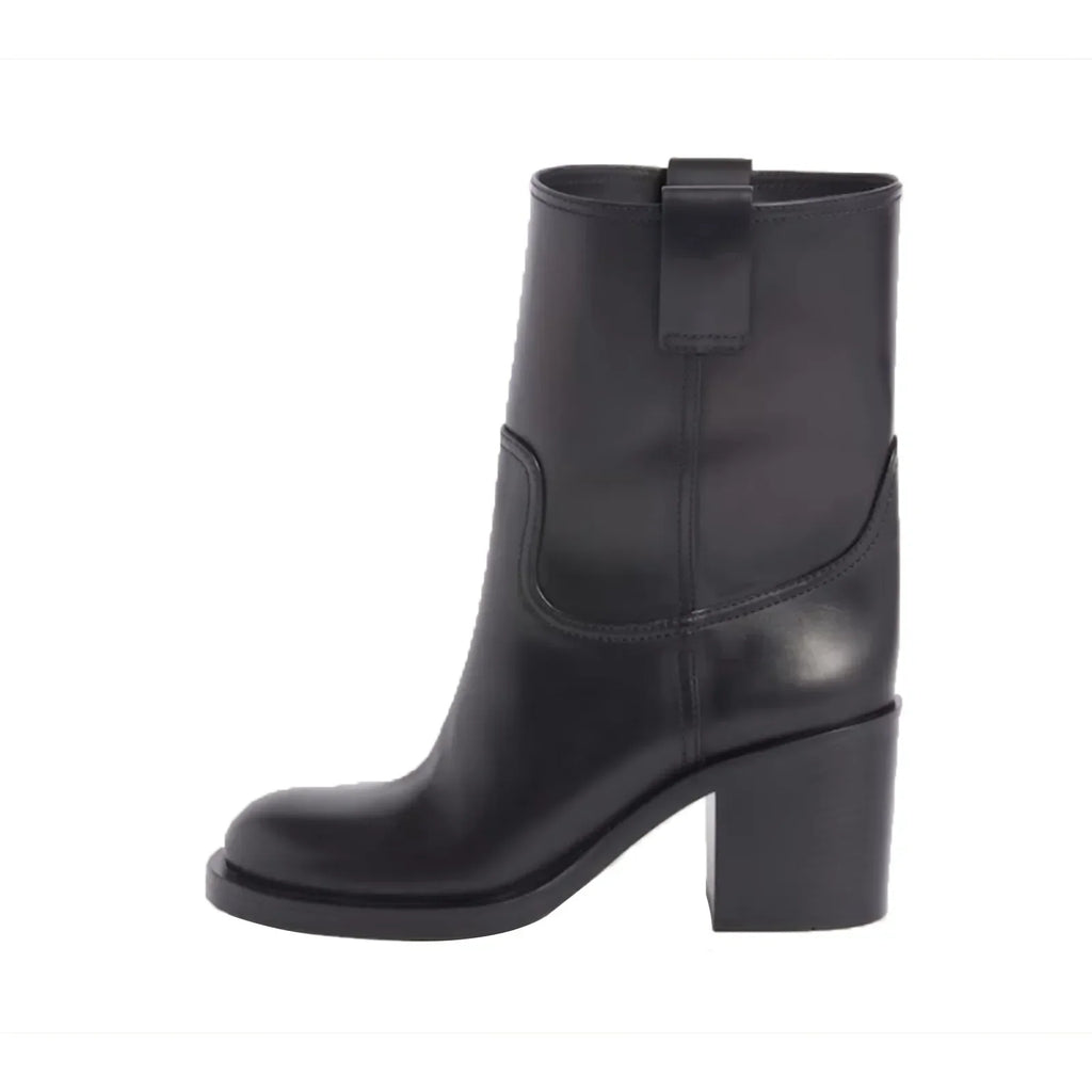 Santiag mi-haute noir Cuir Femme - Coutures, style minimaliste