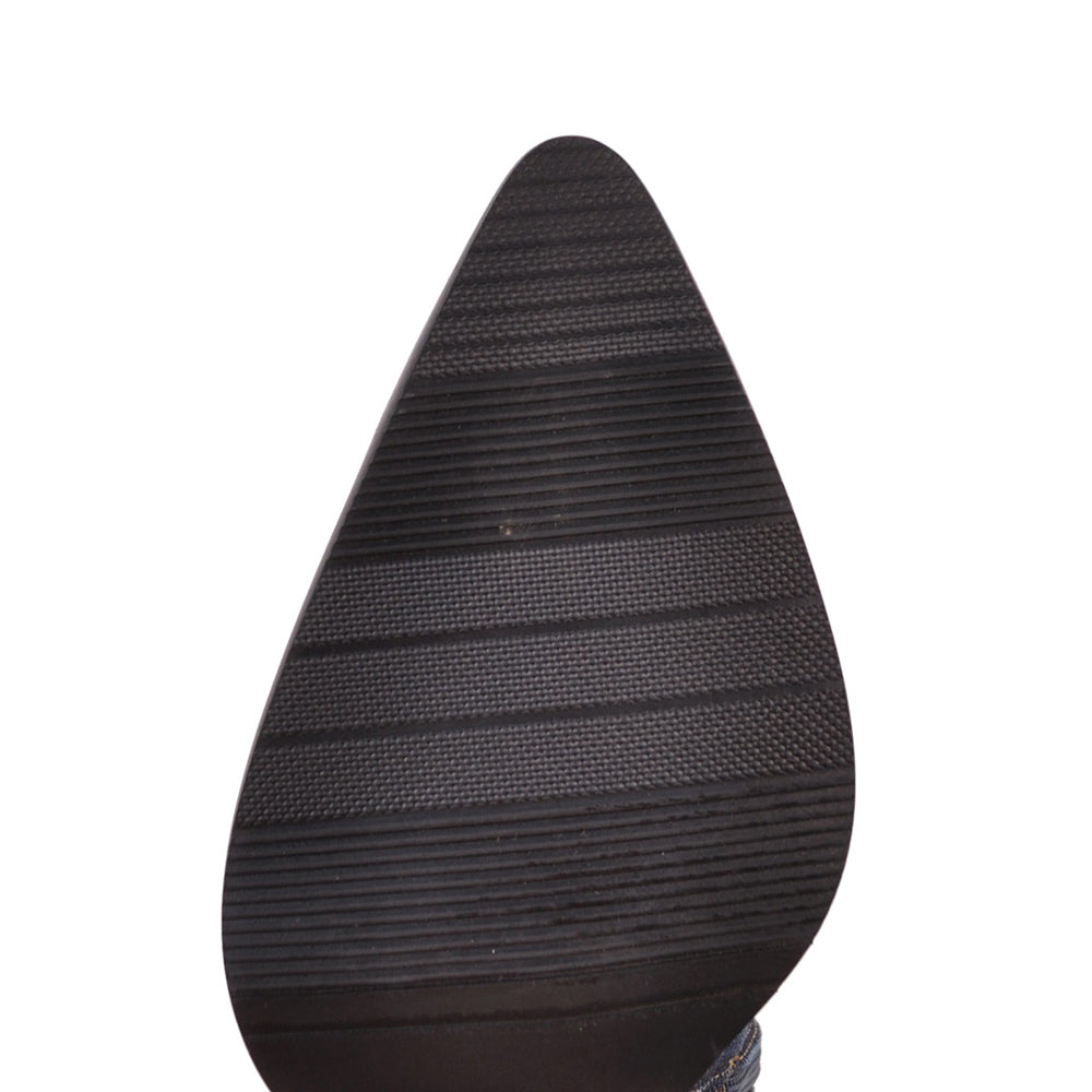 Botte haute noir Synthétique Femme - Denim effiloché
