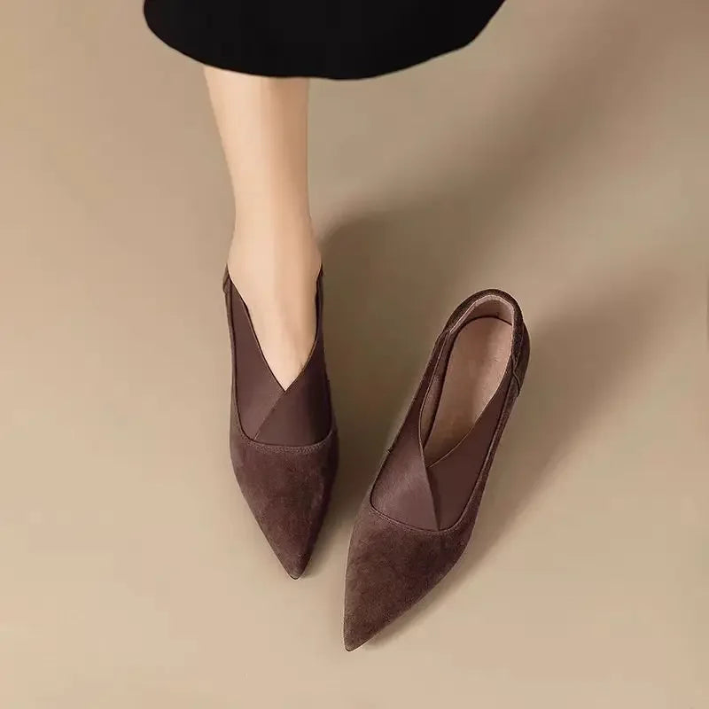 Bottine à talon marron foncé Daim Synthétique Femme - Talon aiguille