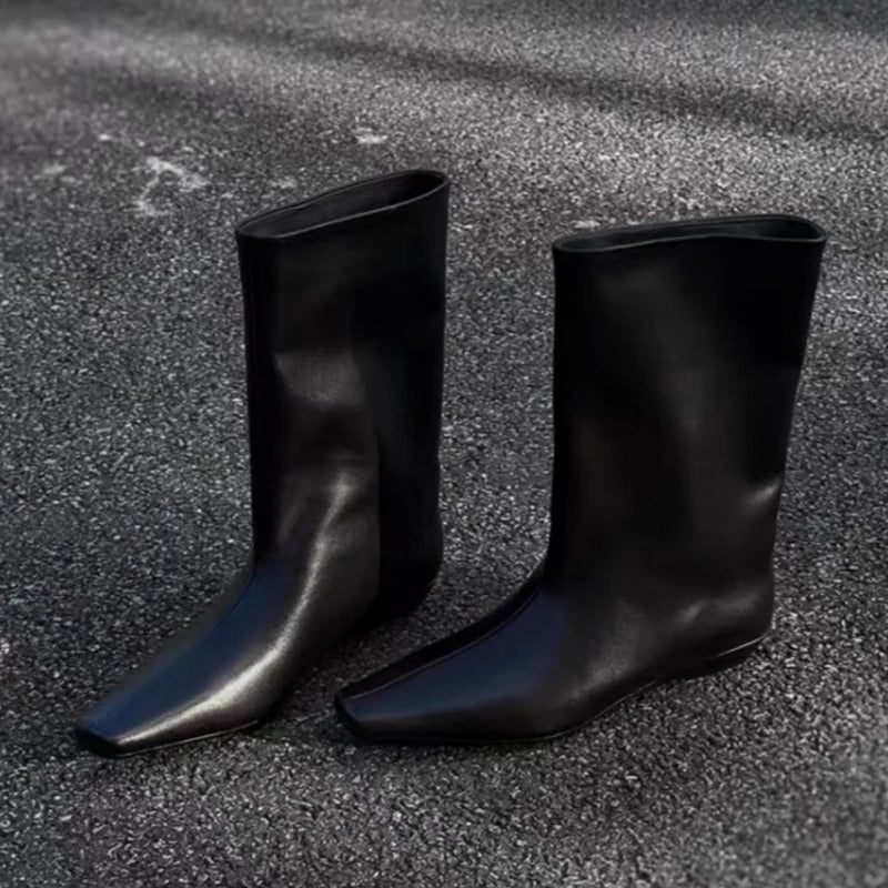 Botte haute noir Synthétique Femme - Bout carré