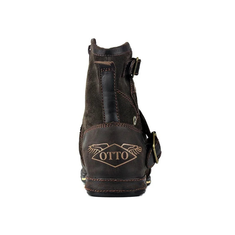 Bottine haute marron foncé Simili Cuir Femme - Motifs floraux et lion