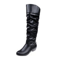 Botte haute noir Synthétique Femme - Effet froncé