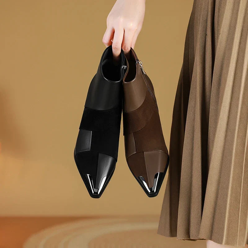 Bottine noir Cuir Femme - Bicolore, bout pointu verni