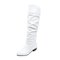 Botte haute blanc Simili Cuir Femme - Tige plissée