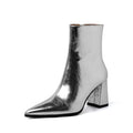 Bottine à talon argenté Simili Cuir Femme - Reflets métallisés