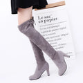 Botte haute gris Daim Synthétique Femme - Lacets arrière