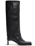 Botte haute noir Synthétique Femme - Cuir grainé, bout carré