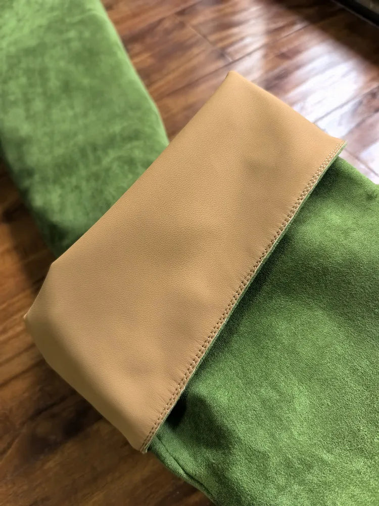 Santiag haute vert Daim Femme - Bout pointu