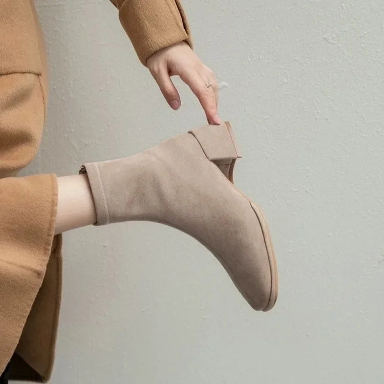 Bottine beige Daim Synthétique Femme - Style minimaliste
