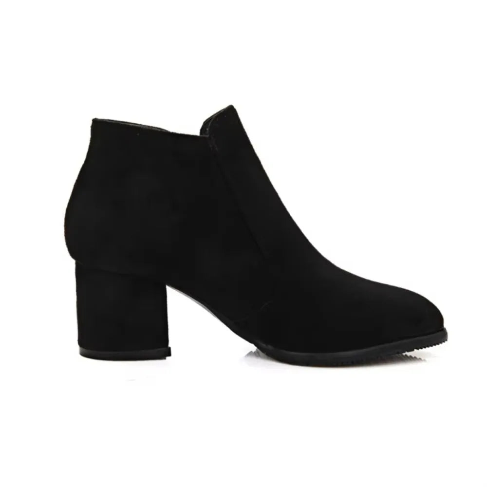 Bottine à talon noir Daim Synthétique Femme - Style minimaliste