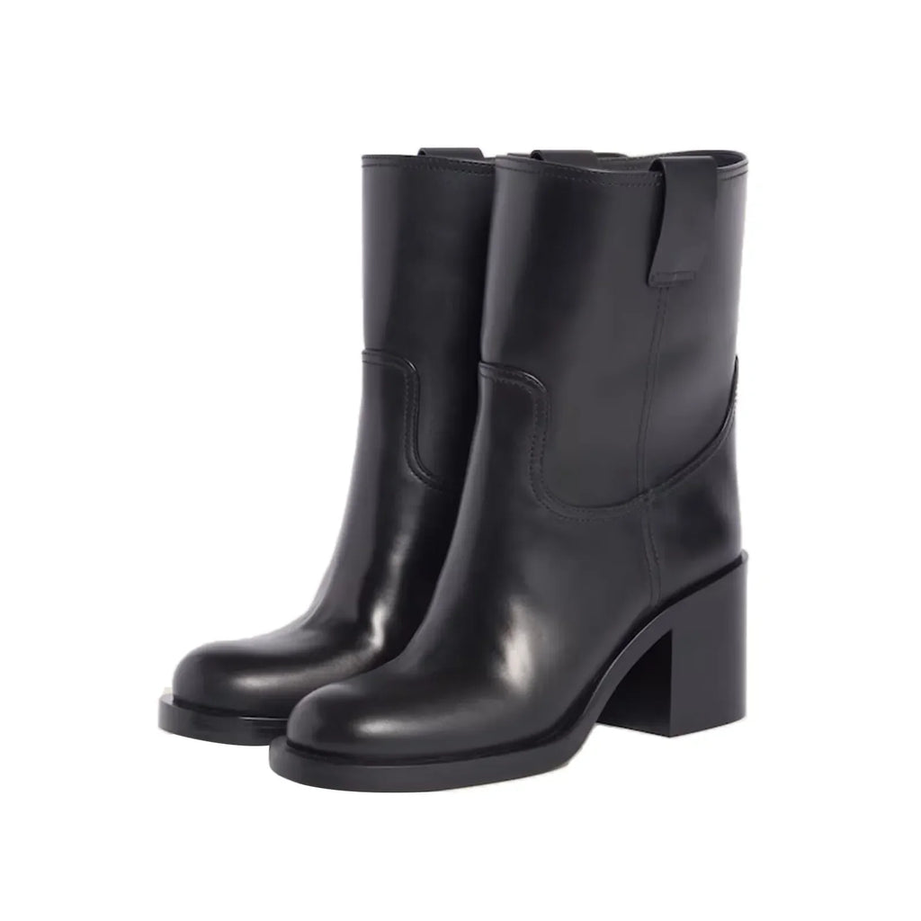 Santiag mi-haute noir Cuir Femme - Coutures, style minimaliste