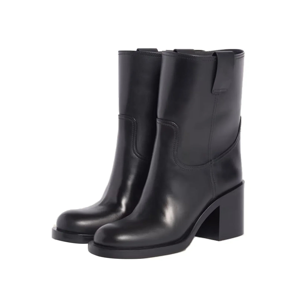Santiag mi-haute noir Cuir Femme - Coutures, style minimaliste