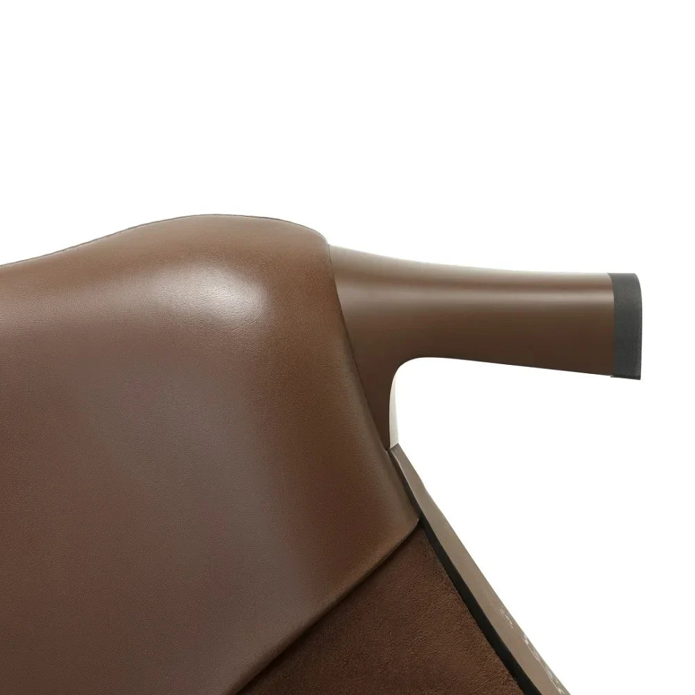 Bottine à talon marron foncé Cuir Femme - Bout pointu métallisé