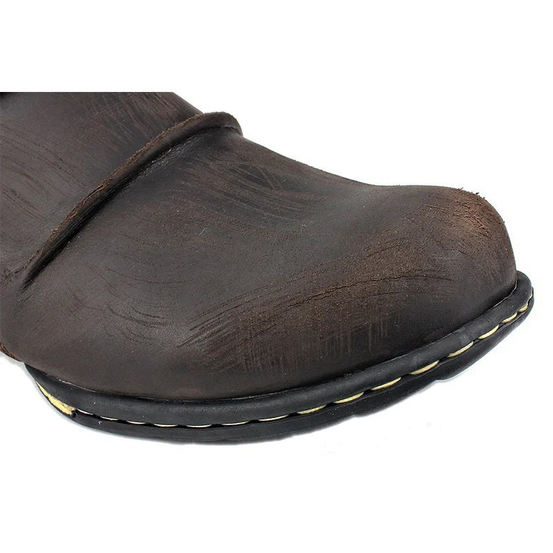 Bottine haute marron foncé Simili Cuir Femme - Motifs floraux et lion