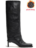 Botte haute noir Synthétique Femme - Style cowboy, effet grainé