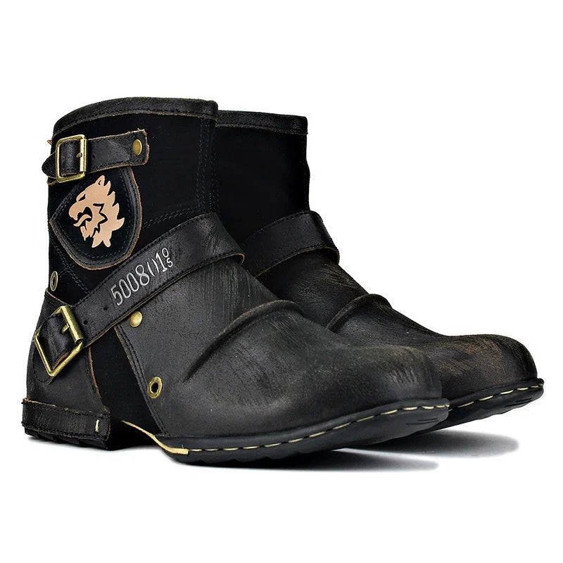 Bottine haute noir Simili Cuir Femme - Lion doré