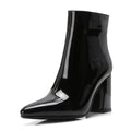 Bottine à talon noir Synthétique Femme - Style cowboy, verni