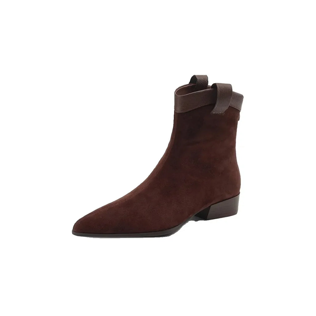 Santiag mi-haute marron Daim Femme - Bout pointu