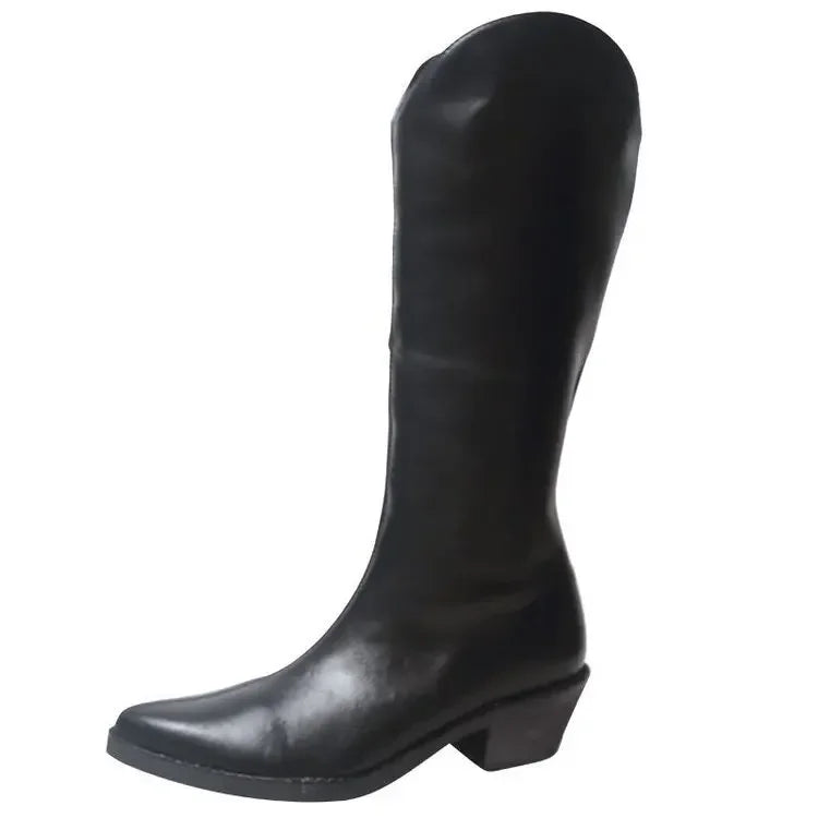 Santiag mi-haute noir Simili Cuir Femme - Plateforme