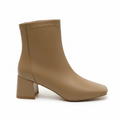 Bottine à talon camel Simili Cuir Femme - Bout carré