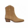 Santiag basse camel Daim Femme - Tirettes, coutures vagues