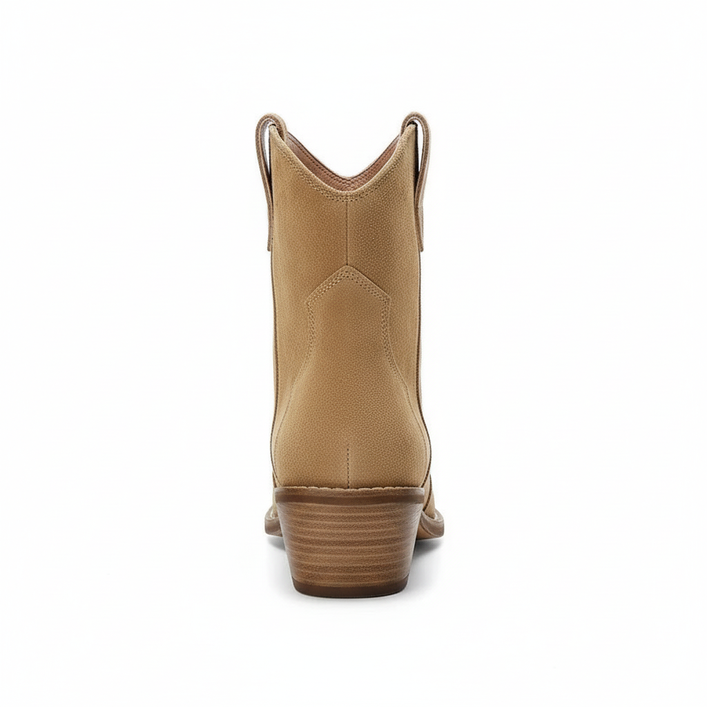 Santiag basse camel Daim Femme - Tirettes, coutures vagues