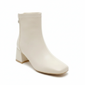 Bottine beige Simili Cuir Femme - Talon bloc, zip arrière