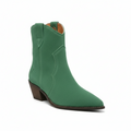Santiag mi-haute vert Daim Femme - Talon carré, bout pointu