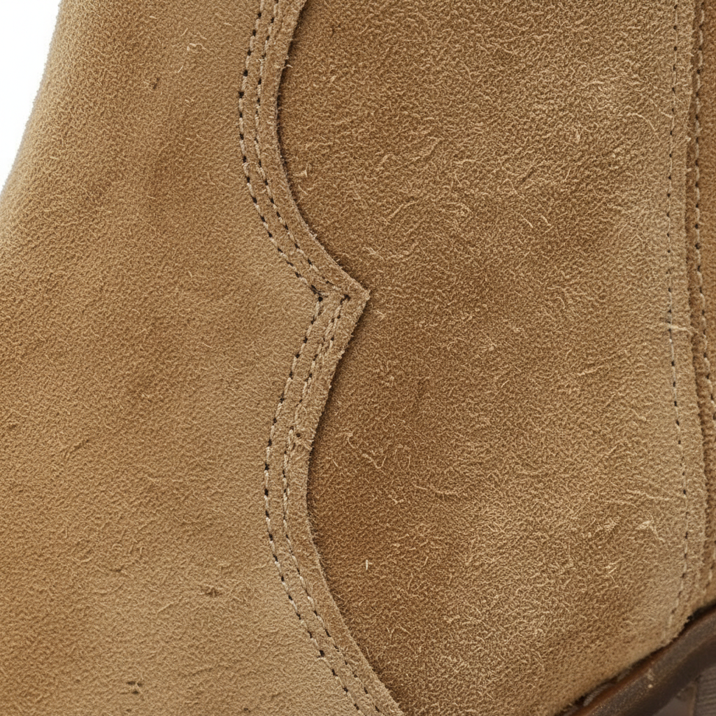 Santiag basse camel Daim Femme - Tirettes, coutures vagues
