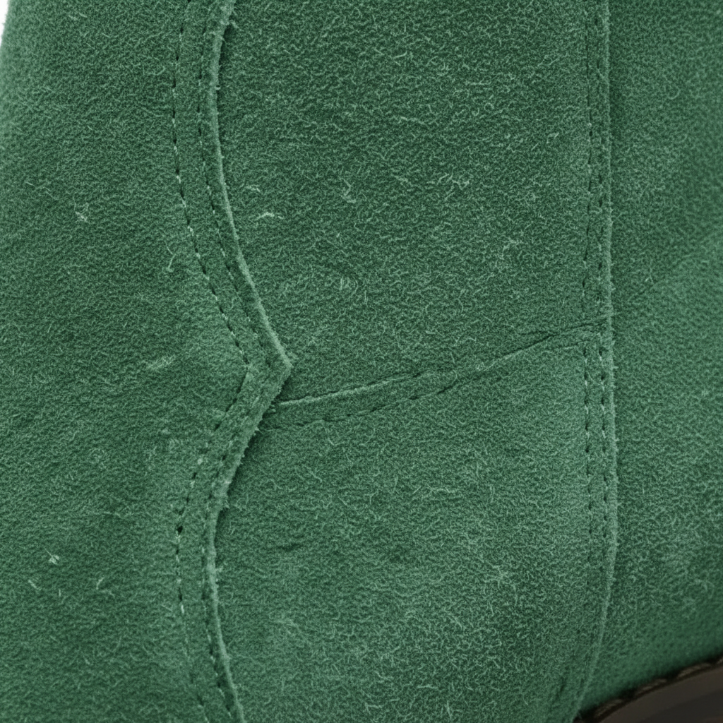 Santiag mi-haute vert Daim Femme - Talon carré, bout pointu