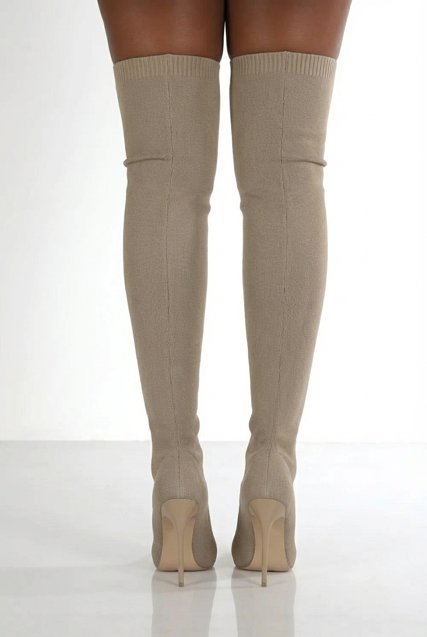 Santiag haute beige Synthétique Femme - Talon aiguille