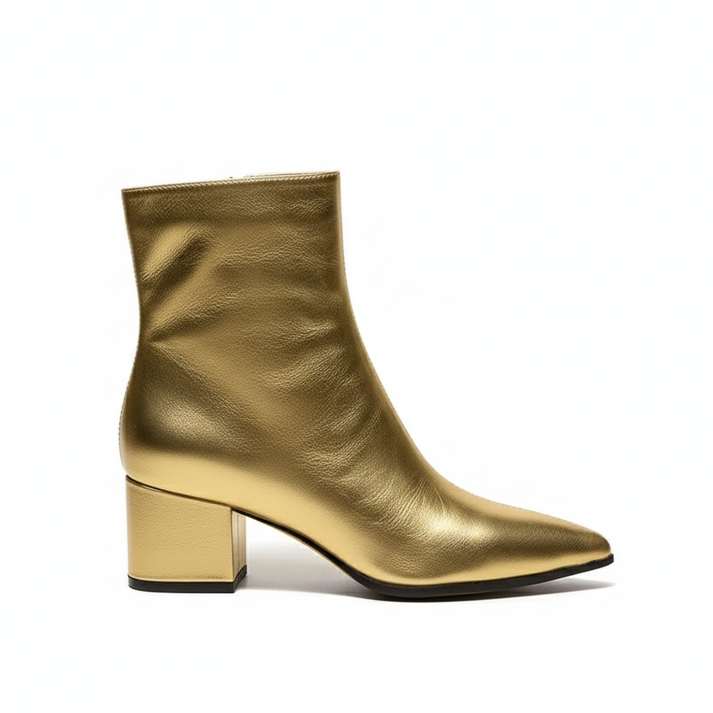 Bottine haute doré Simili Cuir Femme - Bout pointu