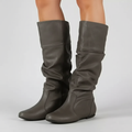 Botte haute gris Simili Cuir Femme - Coupe ample