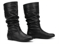 Santiag mi-haute noir Simili Cuir Femme - Effet plissé