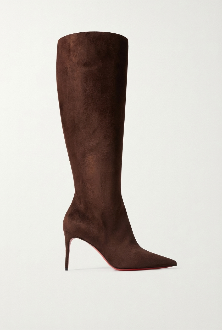 Botte haute marron Daim Synthétique Femme - Style western, talon aiguille