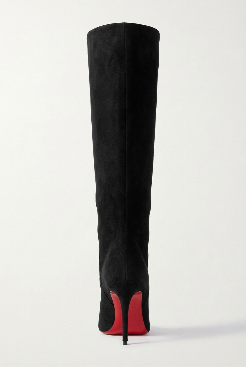 Botte haute noir Daim Synthétique Femme - Semelle rouge