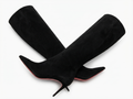 Botte haute noir Daim Synthétique Femme - Semelle rouge