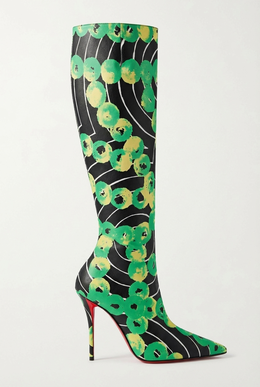 Botte haute multicolore Synthétique Femme - Motif cerclé, talon aiguille