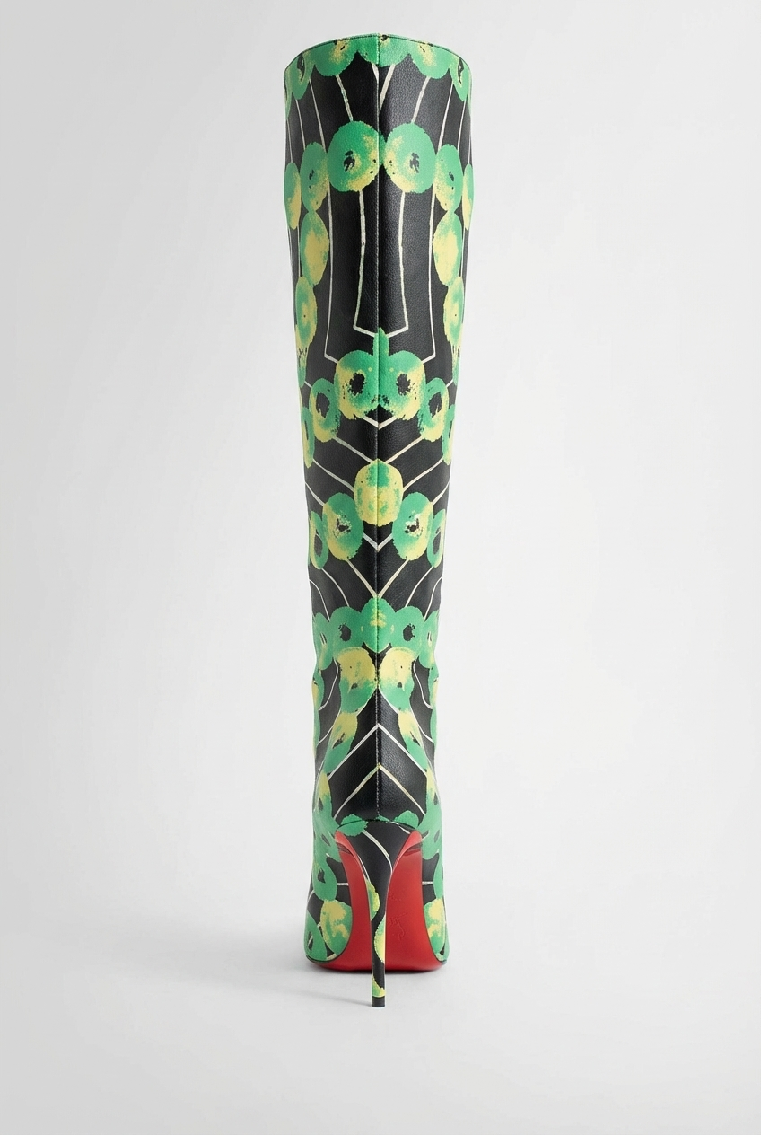 Botte haute multicolore Synthétique Femme - Motif cerclé, talon aiguille