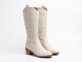 Santiag haute blanc Simili Cuir Femme - Sans ornement