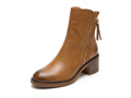 Bottine à talon camel Simili Cuir Femme - Zip latéral