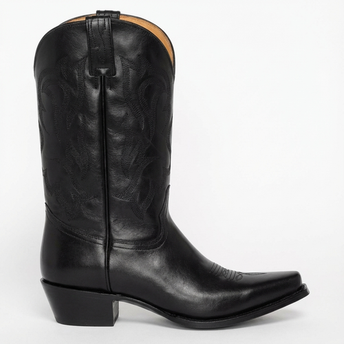 Santiag haute noir Cuir Femme - Bout pointu, talon cubain