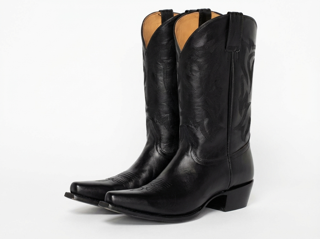 Santiag haute noir Cuir Femme - Bout pointu, talon cubain