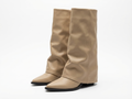 Santiag haute beige Simili Cuir Femme - Bout pointu