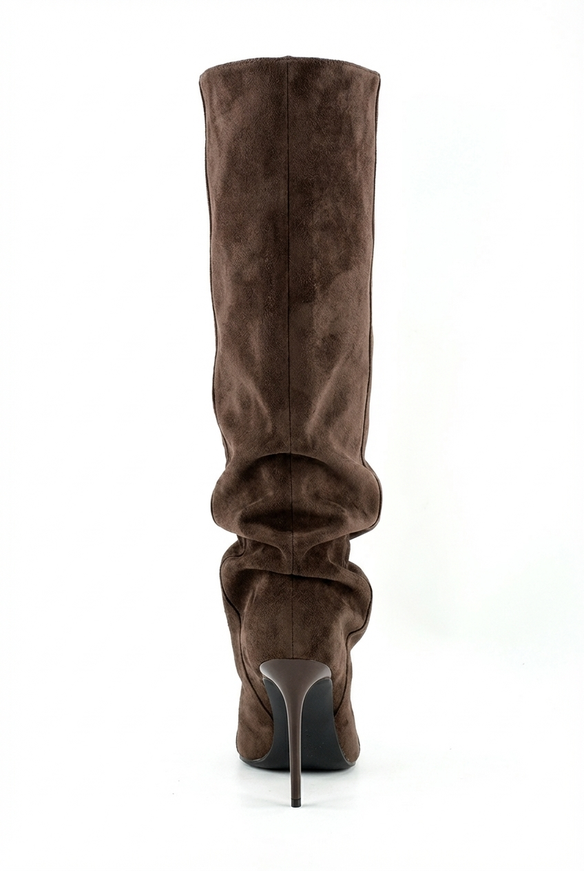 Botte haute marron Daim Femme - Style cowboy